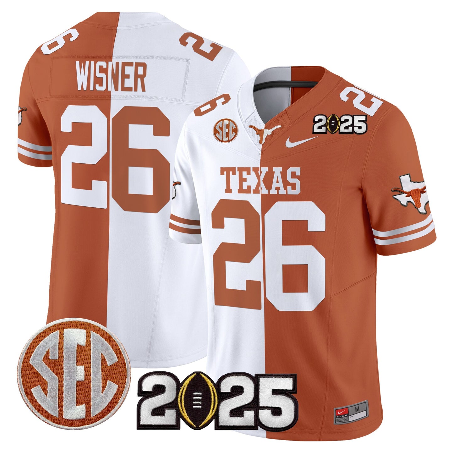 Texas Longhorns 2025 CFP Final Patch Vapor Limited Jersey - All Stitched