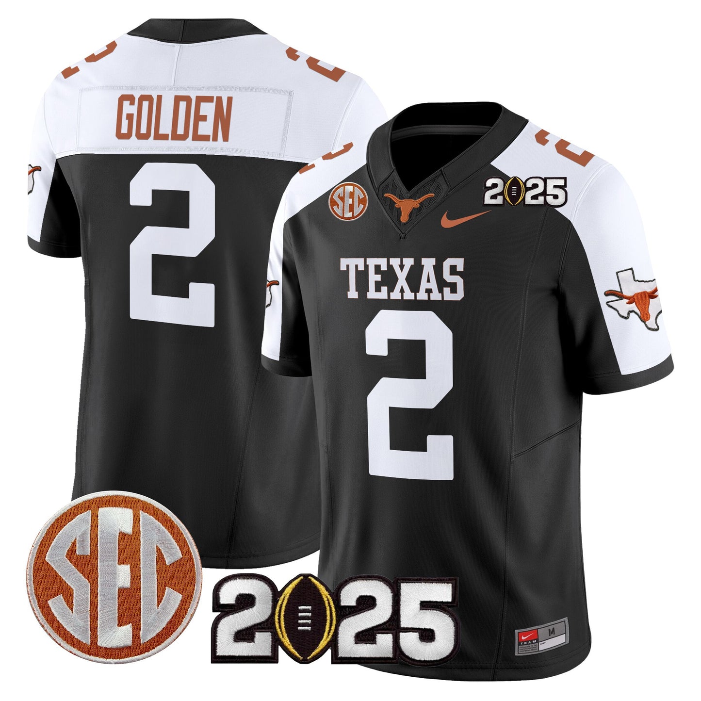 Texas Longhorns 2025 CFP Final Patch Vapor Limited Jersey - All Stitched