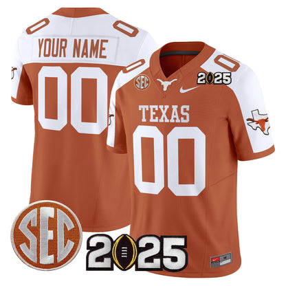 Texas Longhorns 2025 CFP Final Patch Vapor Limited Custom Jersey - All Stitched