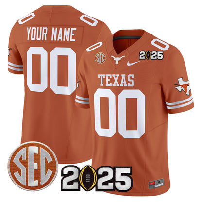 Texas Longhorns 2025 CFP Final Patch Vapor Limited Custom Jersey - All Stitched