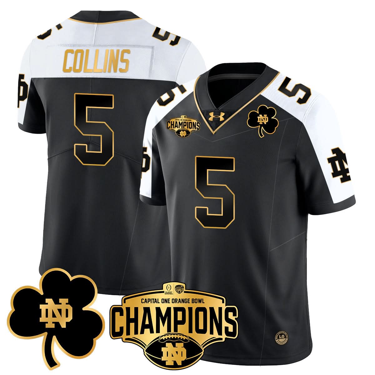 Notre Dame Fighting Irish 2025 Orange Bowl Champions Jersey N5 - All Stitched