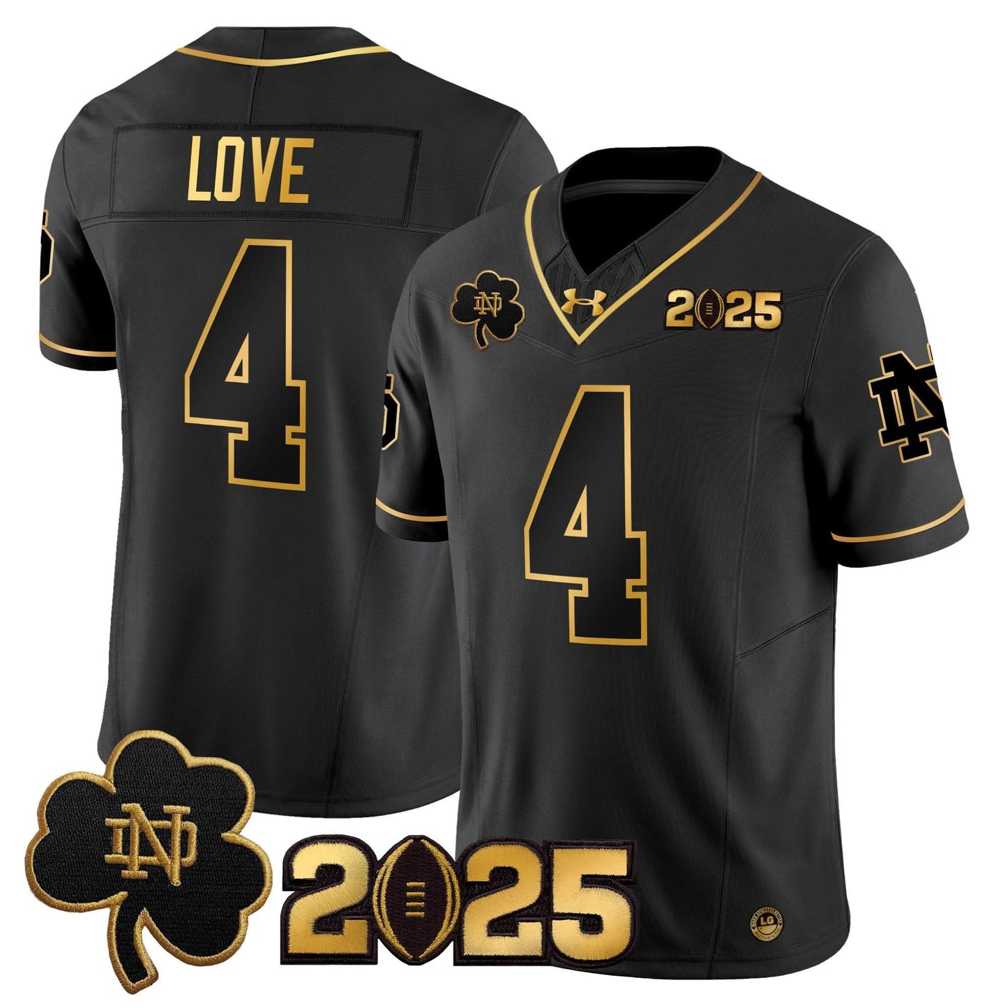 Notre Dame Fighting Irish 2025 CFP Final Patch Gold Vapor Limited Jersey - All Stitched