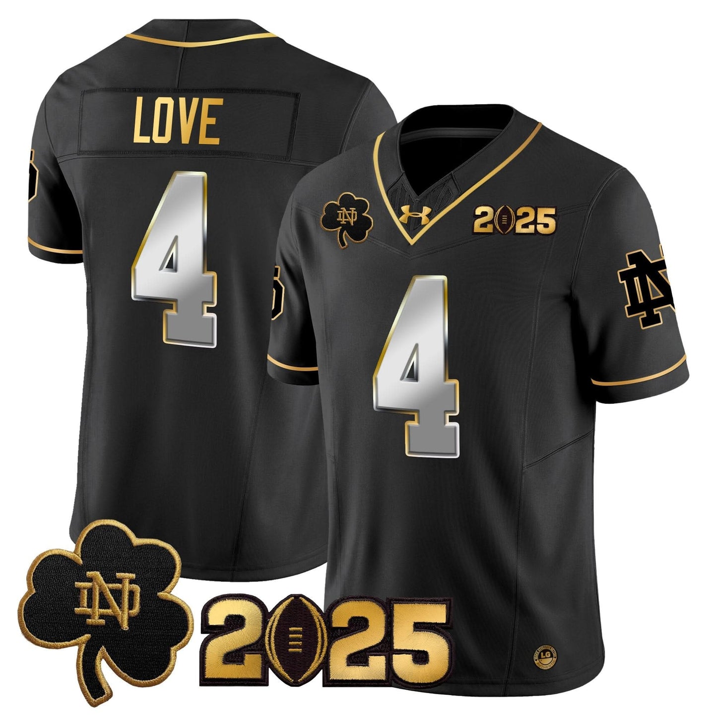 Notre Dame Fighting Irish 2025 CFP Final Patch Gold Vapor Limited Jersey - All Stitched