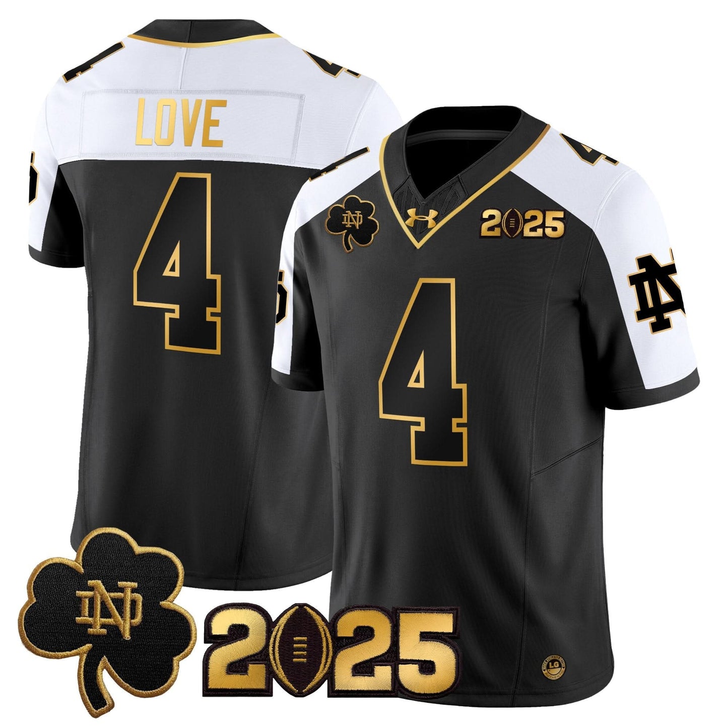 Notre Dame Fighting Irish 2025 CFP Final Patch Gold Vapor Limited Jersey - All Stitched