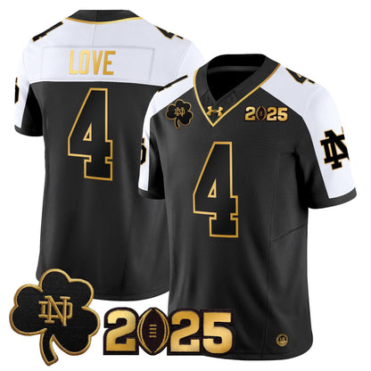 Notre Dame Fighting Irish 2025 CFP Final Patch Gold Vapor Limited Jersey - All Stitched