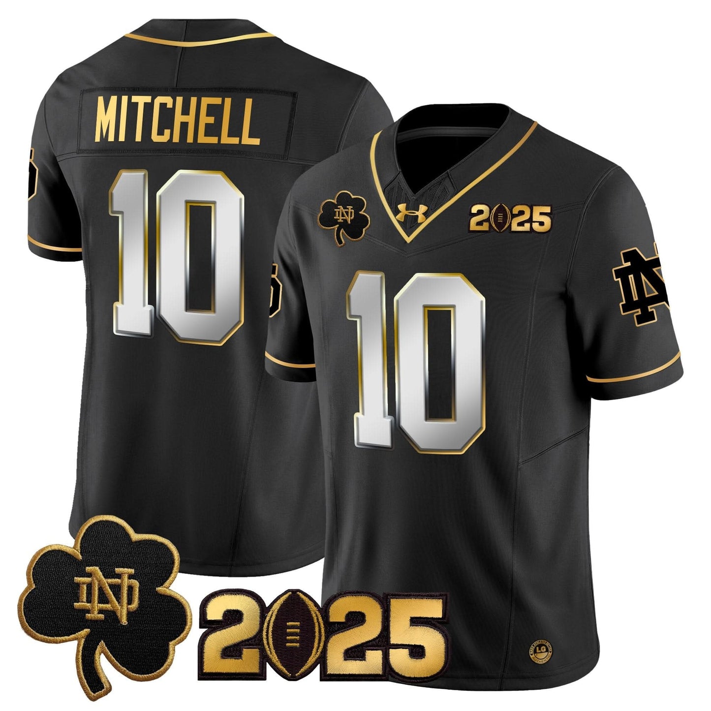Notre Dame Fighting Irish 2025 CFP Final Patch Gold Vapor Limited Jersey - All Stitched