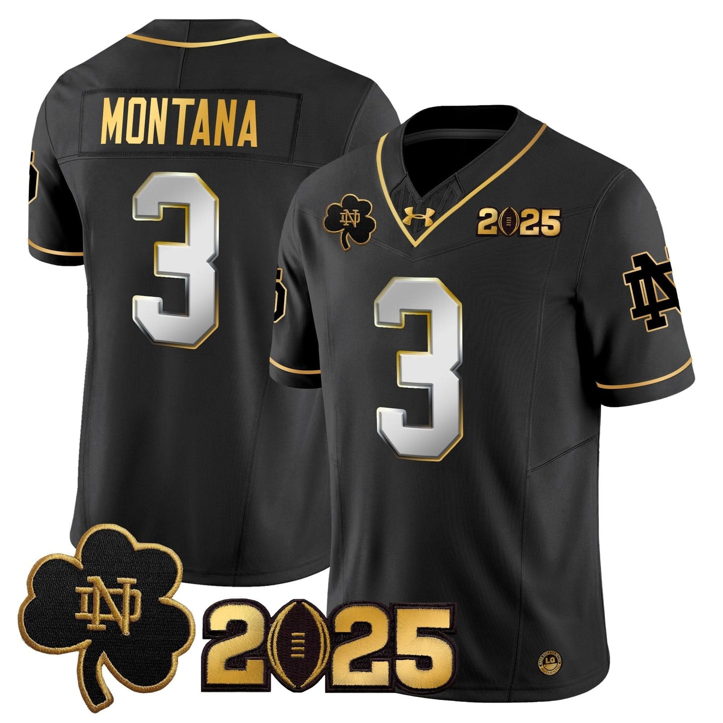 Notre Dame Fighting Irish 2025 CFP Final Patch Gold Vapor Limited Jersey - All Stitched
