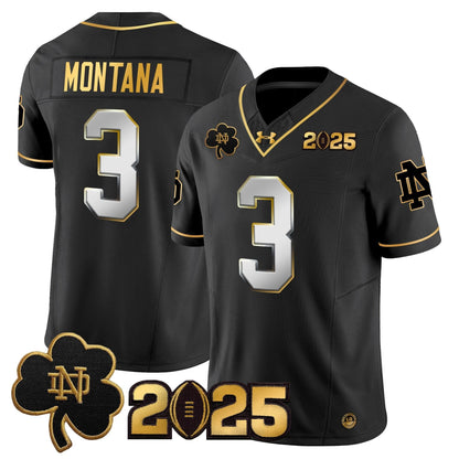 Notre Dame Fighting Irish 2025 CFP Final Patch Gold Vapor Limited Jersey - All Stitched