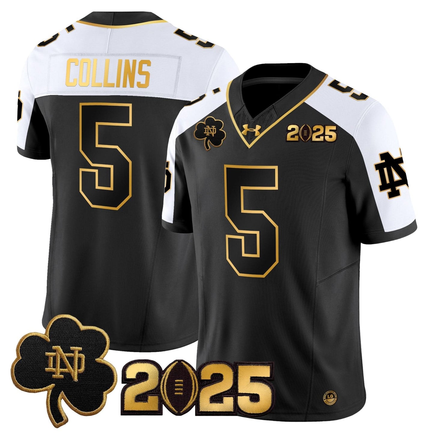 Notre Dame Fighting Irish 2025 CFP Final Patch Gold Vapor Limited Jersey - All Stitched