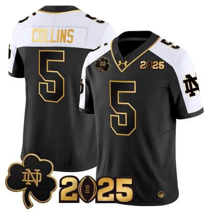 Notre Dame Fighting Irish 2025 CFP Final Patch Gold Vapor Limited Jersey - All Stitched