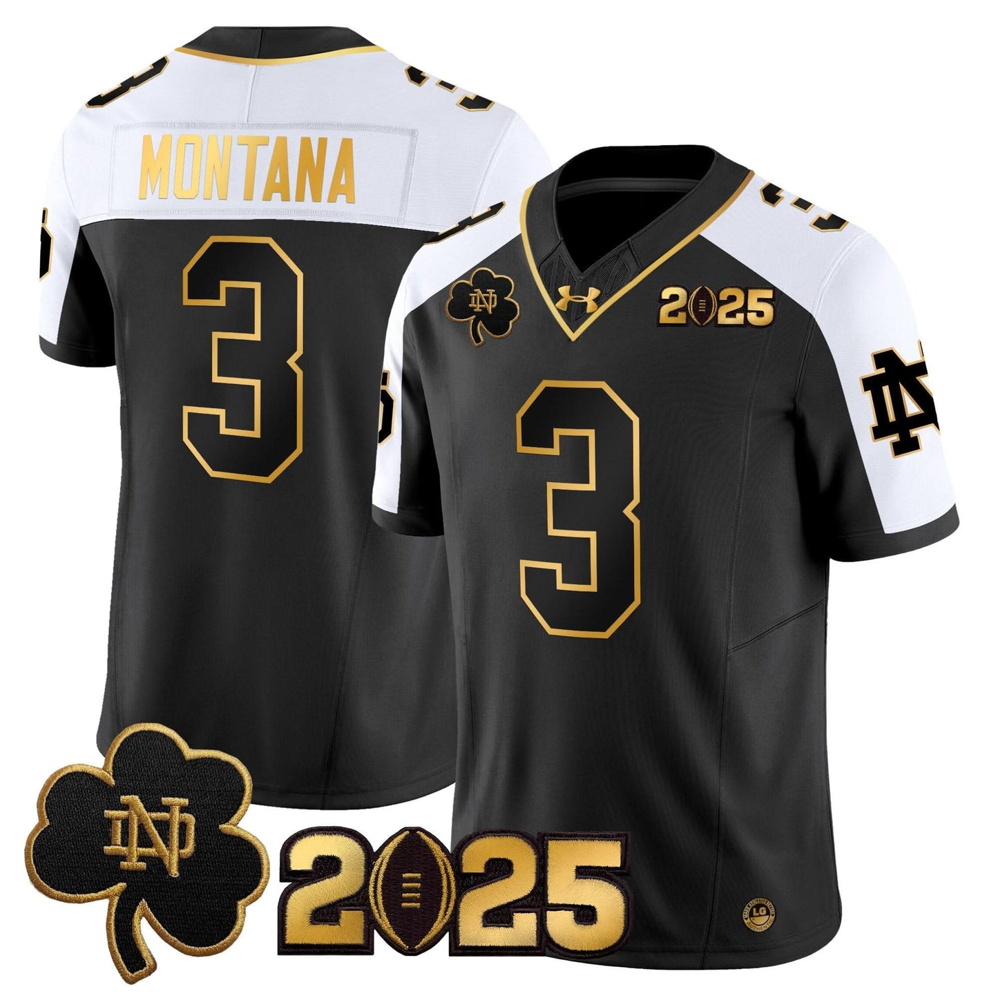 Notre Dame Fighting Irish 2025 CFP Final Patch Gold Vapor Limited Jersey - All Stitched