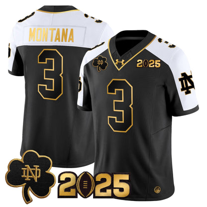 Notre Dame Fighting Irish 2025 CFP Final Patch Gold Vapor Limited Jersey - All Stitched