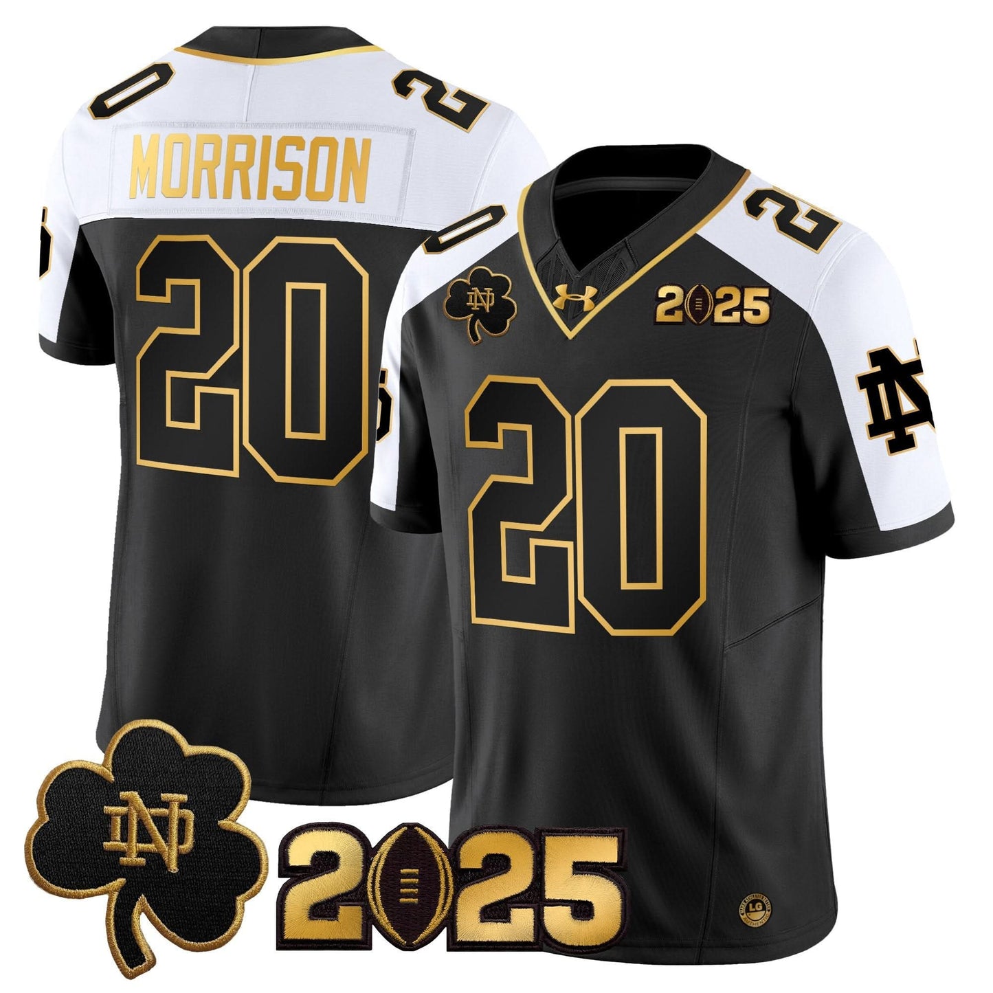 Notre Dame Fighting Irish 2025 CFP Final Patch Gold Vapor Limited Jersey - All Stitched