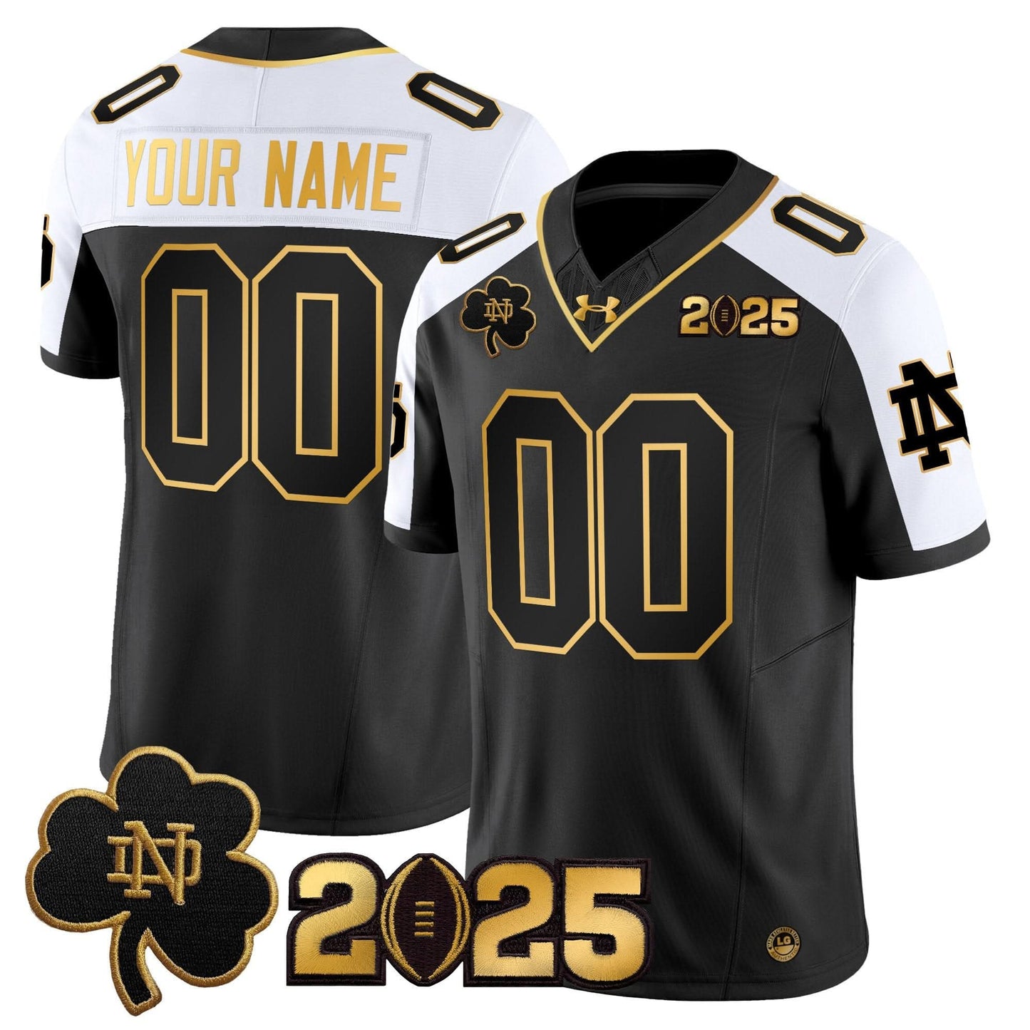 Notre Dame Fighting Irish 2025 CFP Final Patch Gold Vapor Limited Custom Jersey - All Stitched