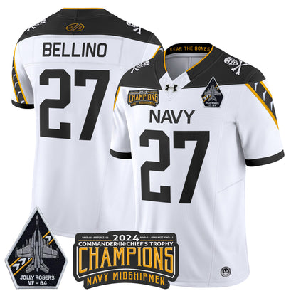 Navy Midshipmen 2024 Jolly Rogers VF-84 & Commander-In-Chief's Trophy Champions Patch Vapor Limited Jersey - All Stitched