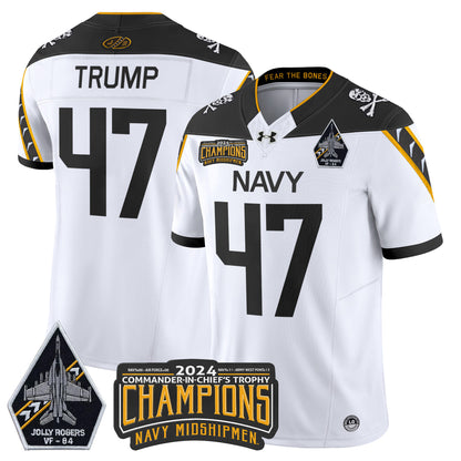 Navy Midshipmen 2024 Jolly Rogers VF-84 & Commander-In-Chief's Trophy Champions Patch Vapor Limited Jersey - All Stitched