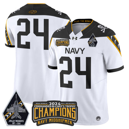 Navy Midshipmen 2024 Jolly Rogers VF-84 & Commander-In-Chief's Trophy Champions Patch Vapor Limited Jersey - All Stitched