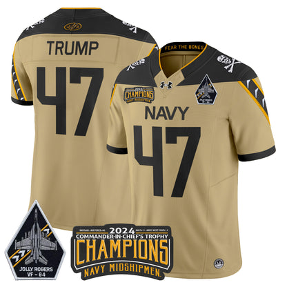 Navy Midshipmen 2024 Jolly Rogers VF-84 & Commander-In-Chief's Trophy Champions Patch Vapor Limited Jersey - All Stitched