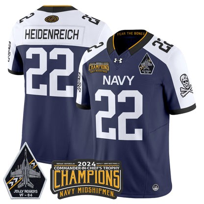 Navy Midshipmen 2024 Jolly Rogers VF-84 & Commander-In-Chief's Trophy Champions Patch Vapor Limited Jersey - All Stitched