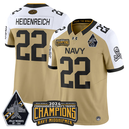 Navy Midshipmen 2024 Jolly Rogers VF-84 & Commander-In-Chief's Trophy Champions Patch Vapor Limited Jersey - All Stitched