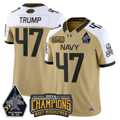 Navy Midshipmen 2024 Jolly Rogers VF-84 & Commander-In-Chief's Trophy Champions Patch Vapor Limited Jersey - All Stitched