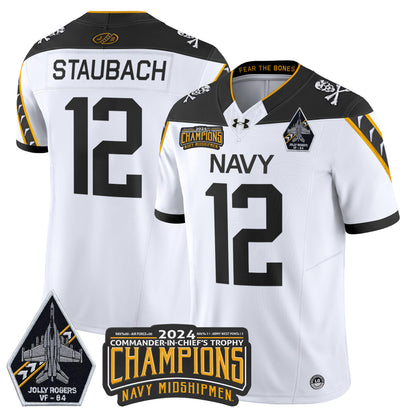 Navy Midshipmen 2024 Jolly Rogers VF-84 & Commander-In-Chief's Trophy Champions Patch Vapor Limited Jersey - All Stitched