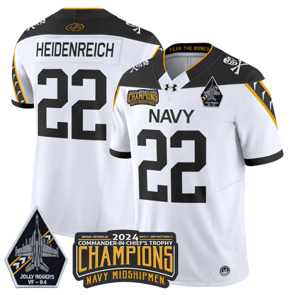 Navy Midshipmen 2024 Jolly Rogers VF-84 & Commander-In-Chief's Trophy Champions Patch Vapor Limited Jersey - All Stitched