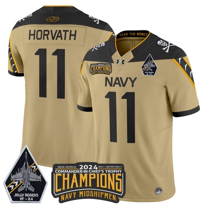 Navy Midshipmen 2024 Jolly Rogers VF-84 & Commander-In-Chief's Trophy Champions Patch Vapor Limited Jersey - All Stitched