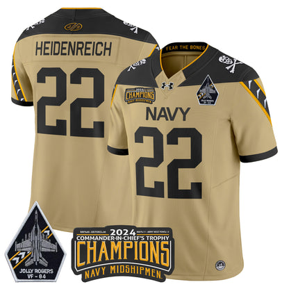 Navy Midshipmen 2024 Jolly Rogers VF-84 & Commander-In-Chief's Trophy Champions Patch Vapor Limited Jersey - All Stitched