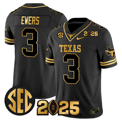 Texas Longhorns 2025 CFP Final Gold Patch Vapor Limited Jersey - All Stitched