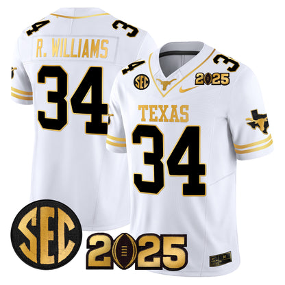 Texas Longhorns 2025 CFP Final Gold Patch Vapor Limited Jersey - All Stitched