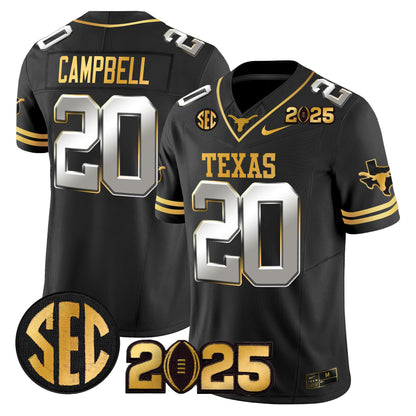 Texas Longhorns 2025 CFP Final Gold Patch Vapor Limited Jersey - All Stitched