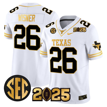 Texas Longhorns 2025 CFP Final Gold Patch Vapor Limited Jersey - All Stitched