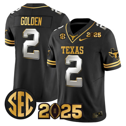 Texas Longhorns 2025 CFP Final Gold Patch Vapor Limited Jersey - All Stitched