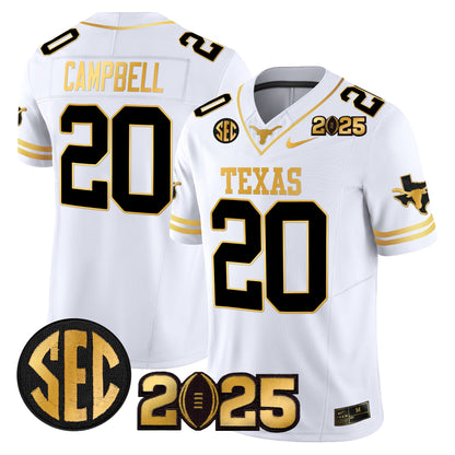 Texas Longhorns 2025 CFP Final Gold Patch Vapor Limited Jersey - All Stitched