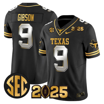 Texas Longhorns 2025 CFP Final Gold Patch Vapor Limited Jersey - All Stitched