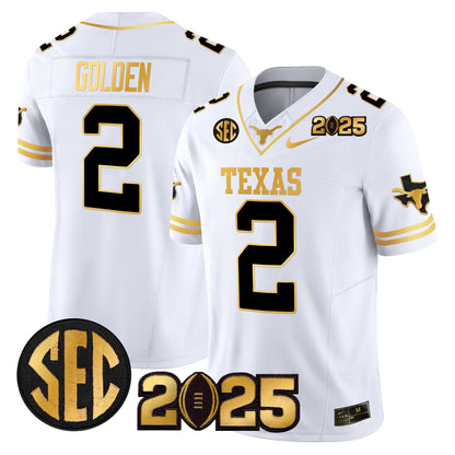 Texas Longhorns 2025 CFP Final Gold Patch Vapor Limited Jersey - All Stitched