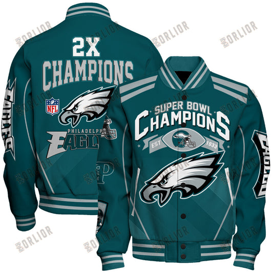 Philadelphia Eagles 2X Super Bowl Champions 2024 Varsity Jacket