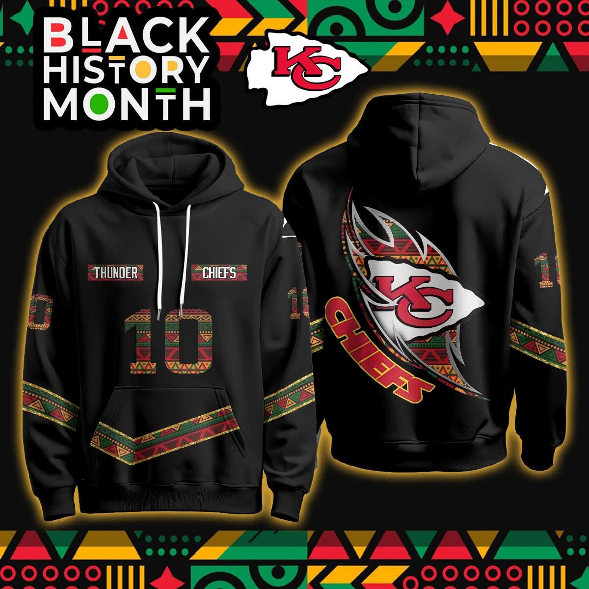 Custom Kansas City Chiefs Black History Month Limited Hoodie - Printed