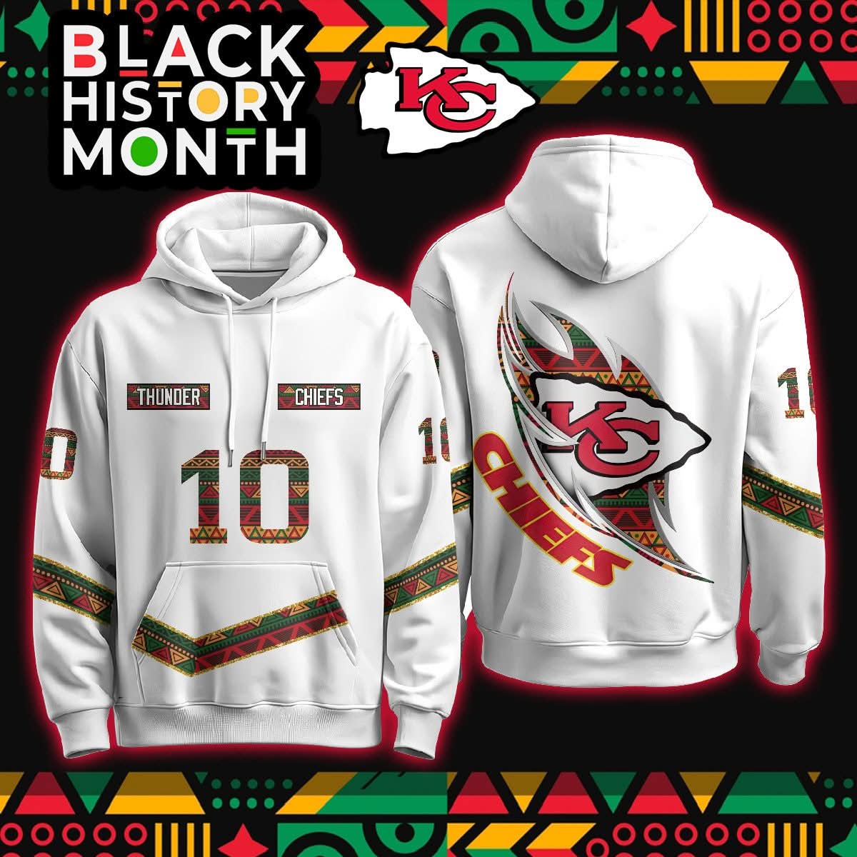 Custom Kansas City Chiefs Black History Month Limited Hoodie - Printed