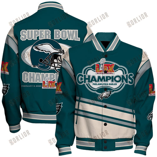 Philadelphia Eagles Super Bowl 2025 Premium Fan Edition Varsity Jacket