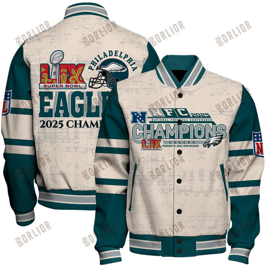 Philadelphia Eagles Super Bowl 2025 Champiosn Wear The Win Varsity Jacket
