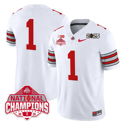 Men's Ohio State Buckeyes 'Heritage Stripe' 2025 CFP Patch - National Champions Jersey - All Stitched