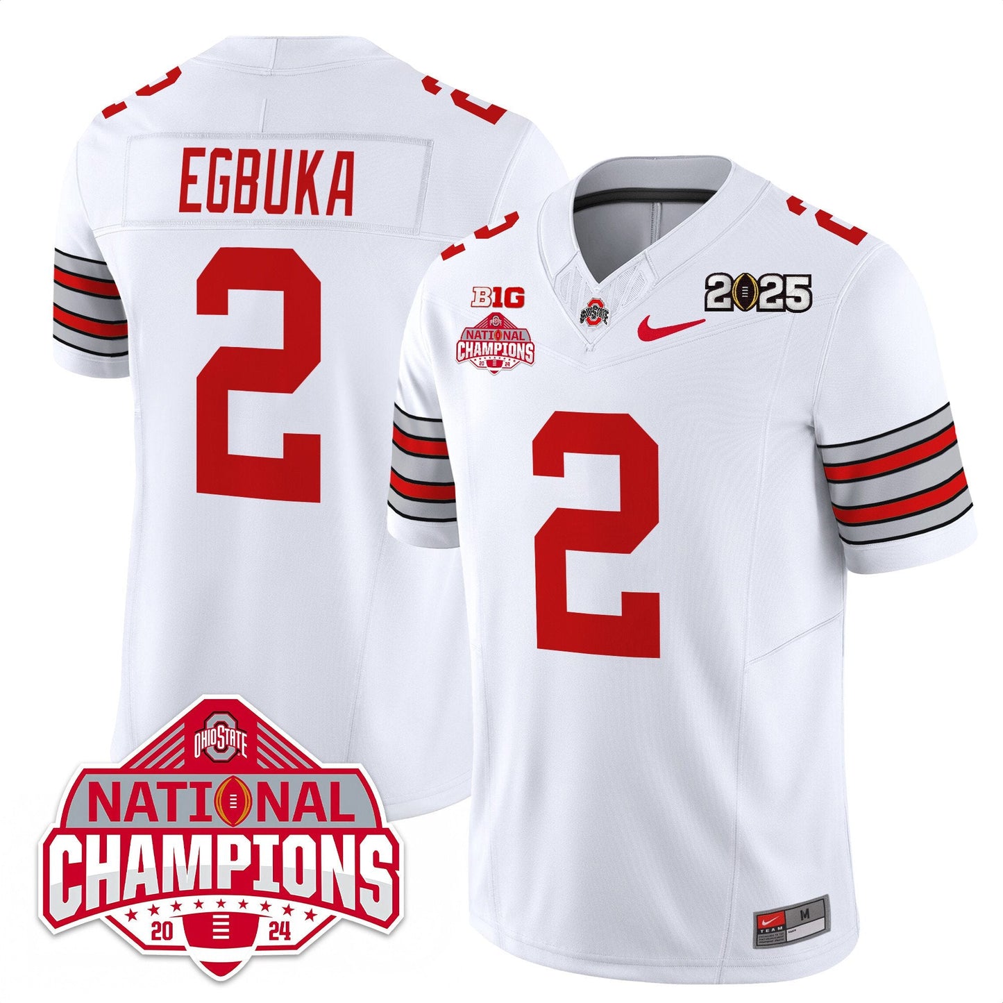 Men's Ohio State Buckeyes 'Heritage Stripe' 2025 CFP Patch - National Champions Jersey - All Stitched