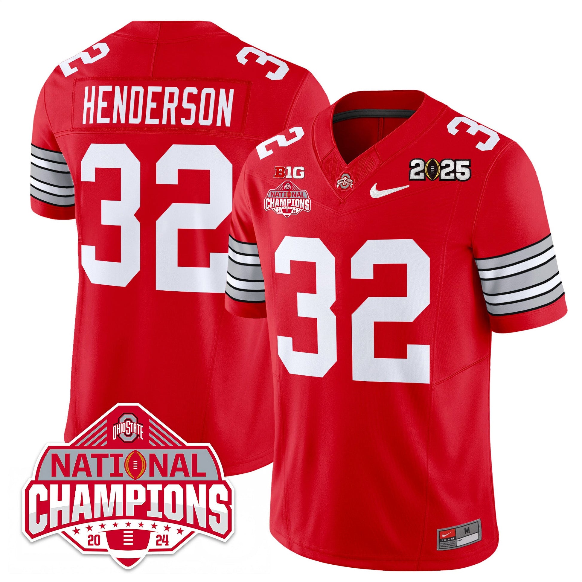 Men's Ohio State Buckeyes 'Heritage Stripe' 2025 CFP Patch - National Champions Jersey - All Stitched