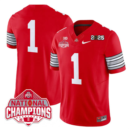 Men's Ohio State Buckeyes 'Heritage Stripe' 2025 CFP Patch - National Champions Jersey - All Stitched