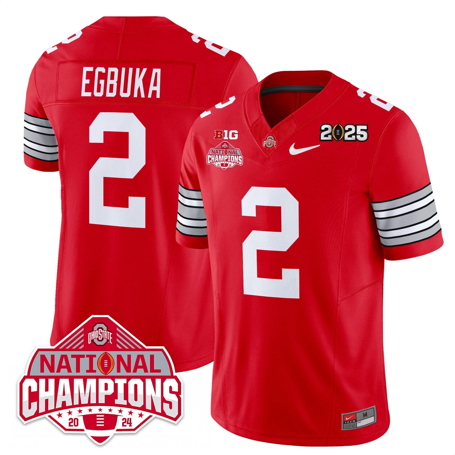 Men's Ohio State Buckeyes 'Heritage Stripe' 2025 CFP Patch - National Champions Jersey - All Stitched