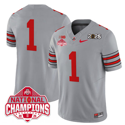 Men's Ohio State Buckeyes 'Heritage Stripe' 2025 CFP Patch - National Champions Jersey - All Stitched