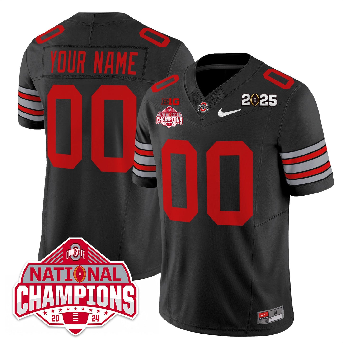 Custom Name/Gender Ohio State Buckeyes 'Heritage Stripe' 2025 CFP Patch - National Champions Jersey - All Stitched