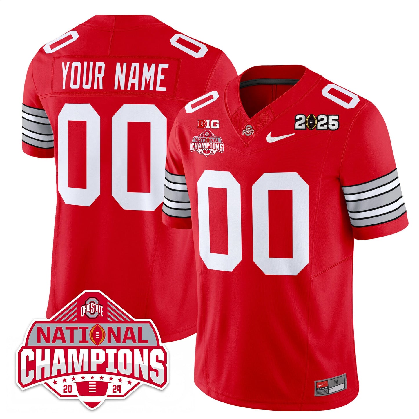 Custom Name/Gender Ohio State Buckeyes 'Heritage Stripe' 2025 CFP Patch - National Champions Jersey - All Stitched